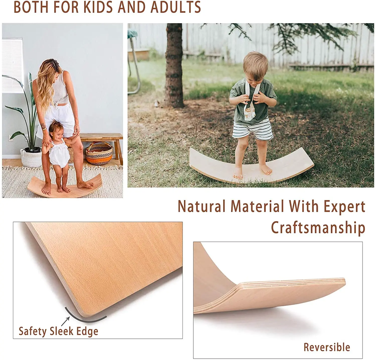 Winning Premium Natural Kids Wood Balance Board Wobble Balance Board Montessori Fitness Waldorf Balance Board