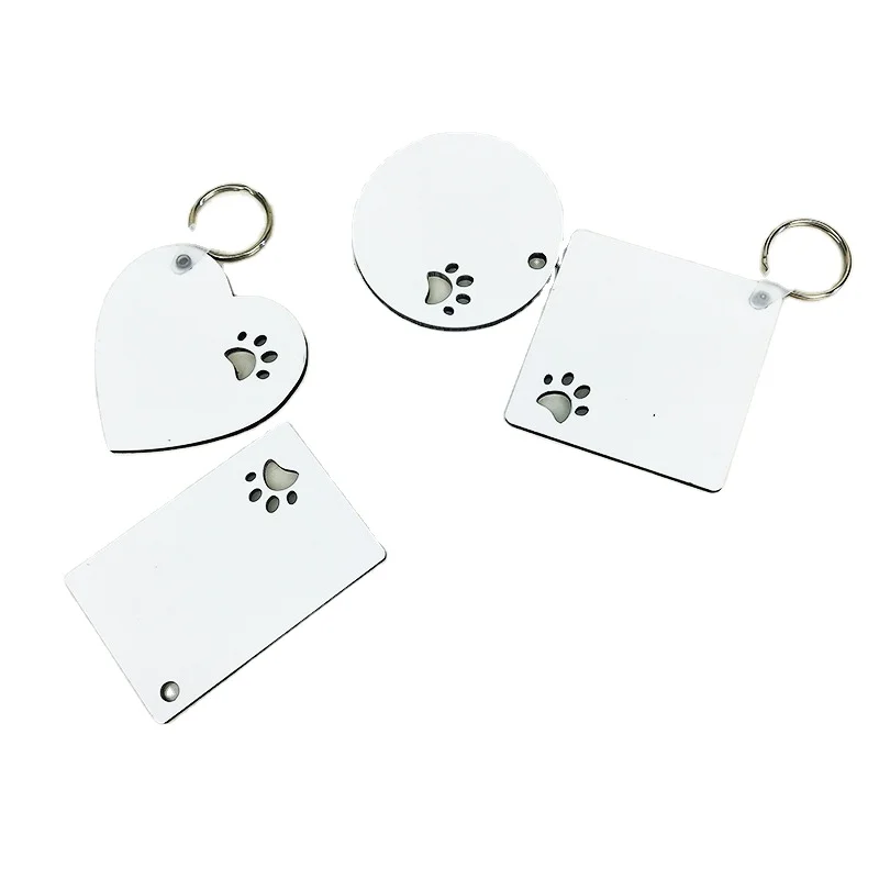 Sublimation Puppy MDF Keychain Paw Print Wooden Keychain Custom Image Dog Tag