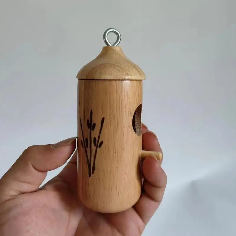 Hummingbird House for Outside Hanging Wood Bird Nest with Metal Hook Perch Natural Wood Material Garden Decoration