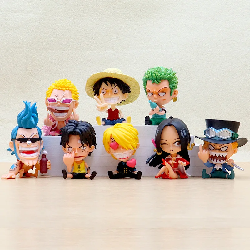 8 видов стилей 10 см сидя Q VER. Луффи Сабо Лоу Чоппер Roronoa Zoro Sanji Usopp 1 шт. Статуэтка манги игрушечная ПВХ фигурка аниме