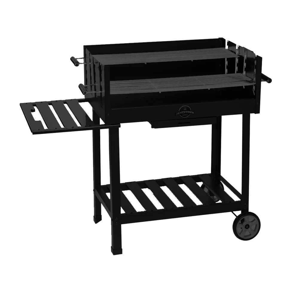 Trolley Grill Machine Camping Height Adjustable Portable Large BBQ Charcoal Grill Cart Ben