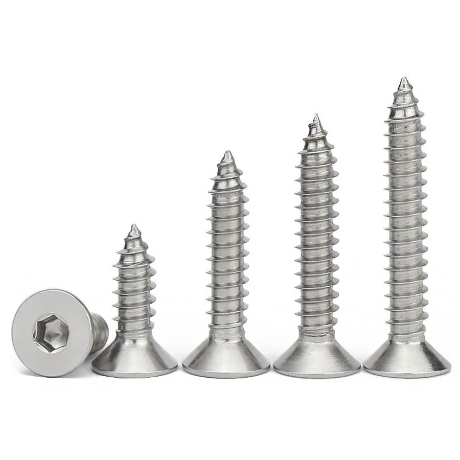 Custom anti-corrosion M3 M4  M8 Stainless Steel Flat Head Self Tapping Machine Screw10mm Hexagon socket screw wooden screw