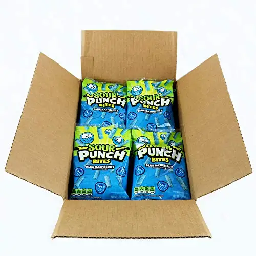 Sour Punch Bites Sweet Chewy Candy Blue Raspberry Flavored Sour Candy 5oz Bag (Pack of 12) American Candy