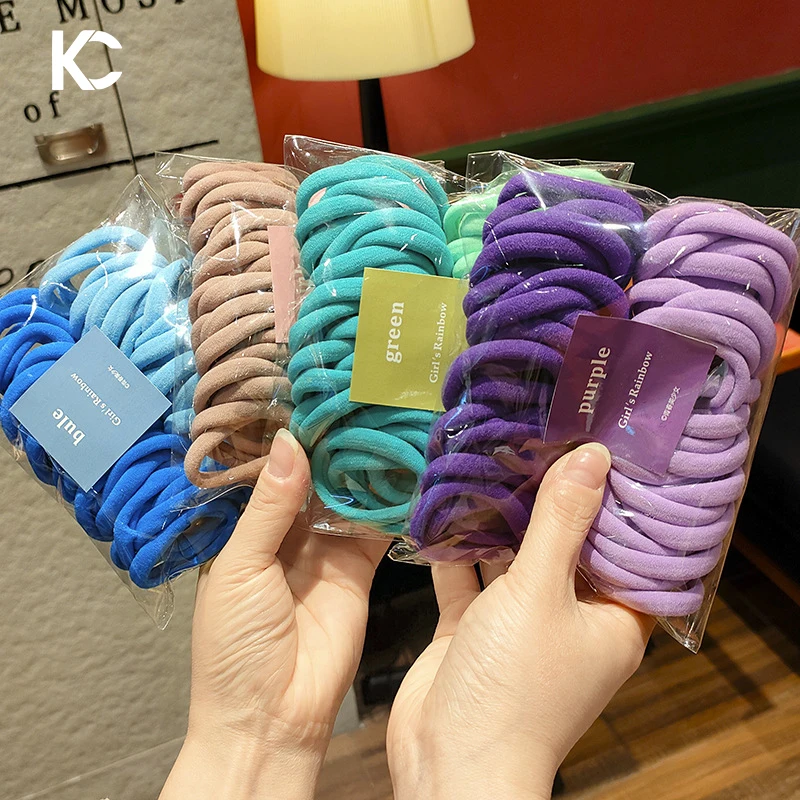 KUACHI Wholesale 50 Pieces Hair Tie Set Gradient Kids Color Seamless Hair Ties High Elastic Colored Elastic Ties For Hair