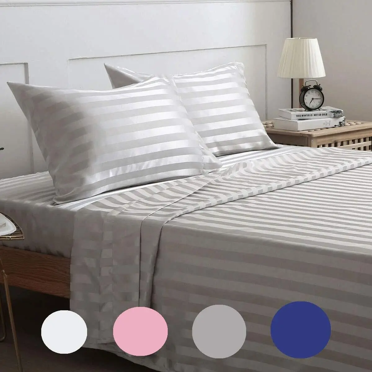 Роскошный супермягкий Королевский шелк 4 шт. Комплект постельного белья Королевский размер простыни 4 шт.