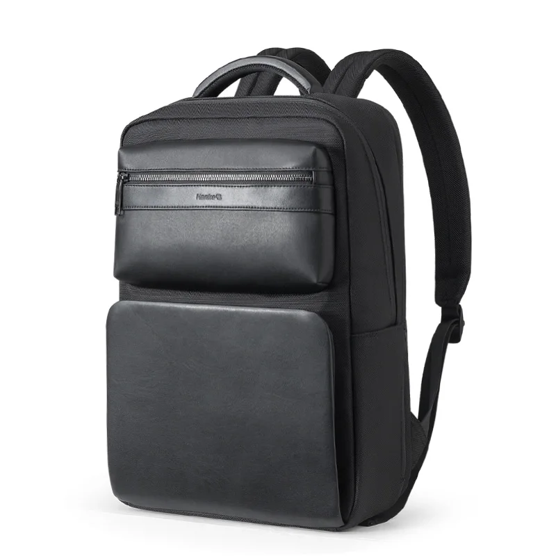 
Hanke Men Leather Backpack Bags Male Nylon Waterproof Polyester Back Pack Custom 15inch Computer Bag Leather Business Backpack 