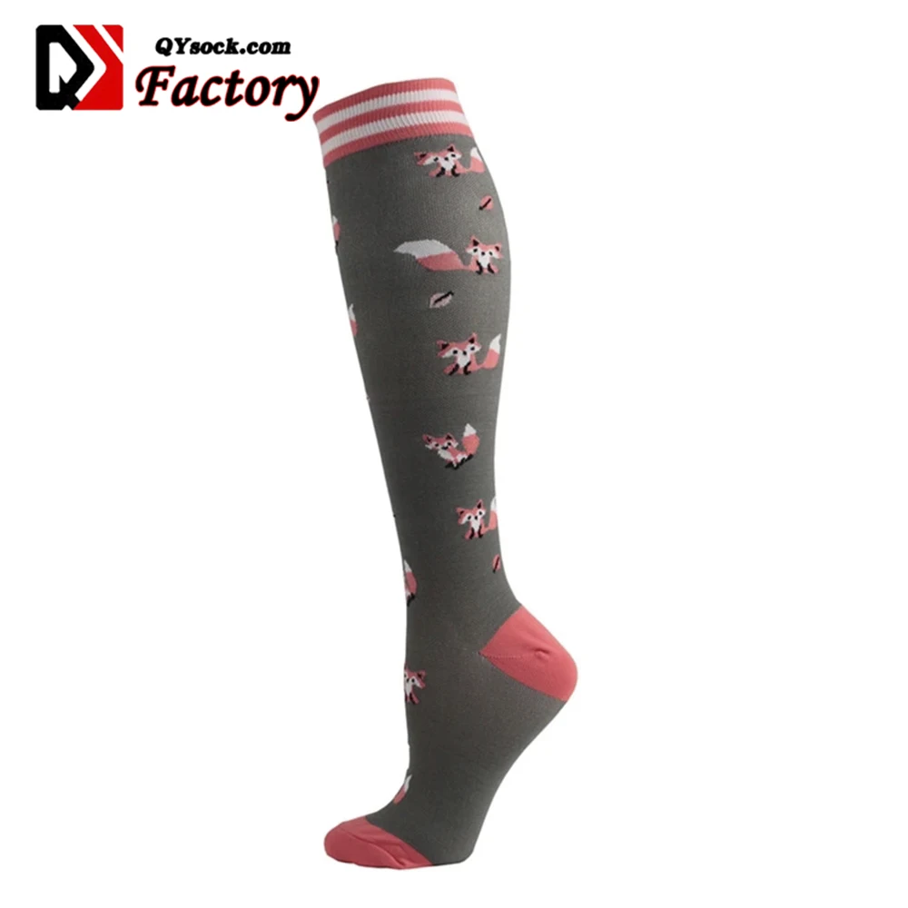 Custom Compression Stocking Pressure Unisex Sports Rainbow horse Pattern Women Men Long Socks