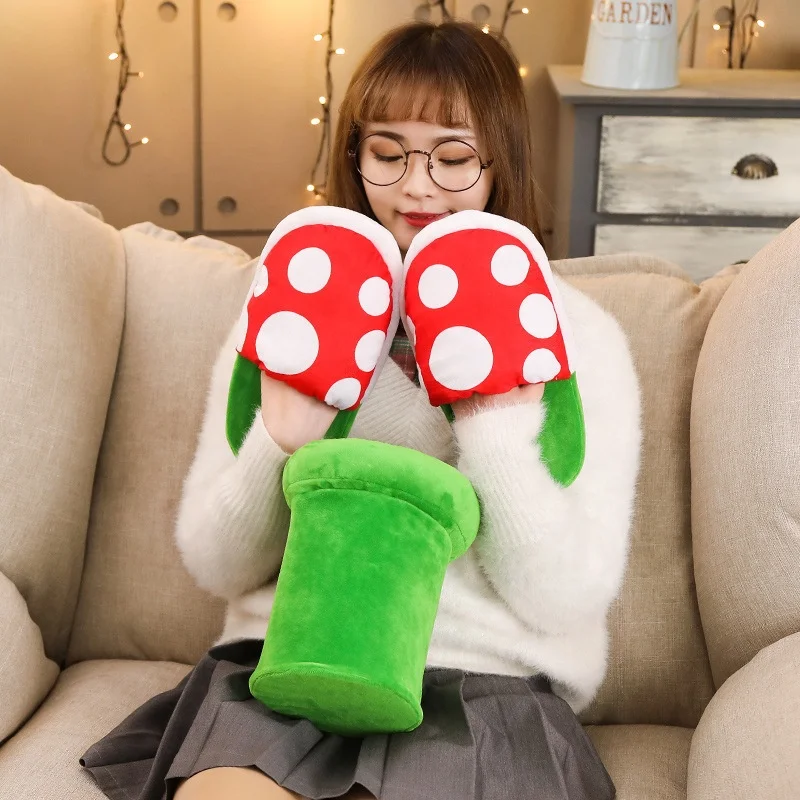 Ready to ship Piranha Plant winter warm slides slippers soft cozy cute animal cartoon slippers