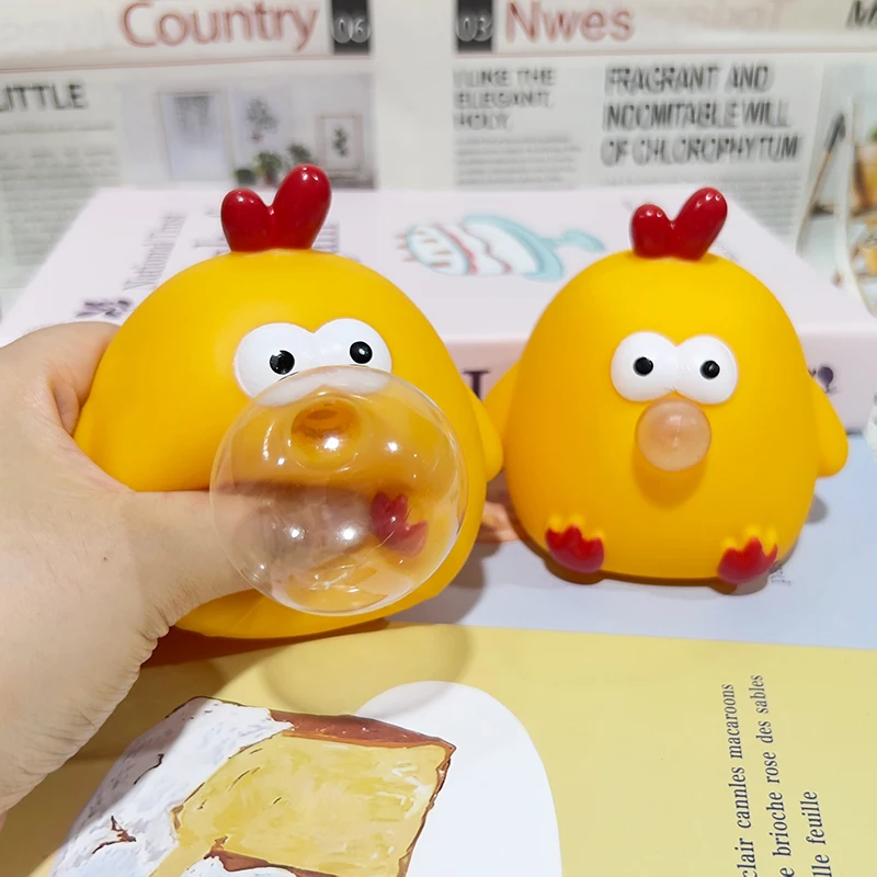 2024 Creative Pop Cute Cartoon Animal Chick Stress Relief Squeeze 3D Silicone Fidget Induction Squeeze Bubble Toy