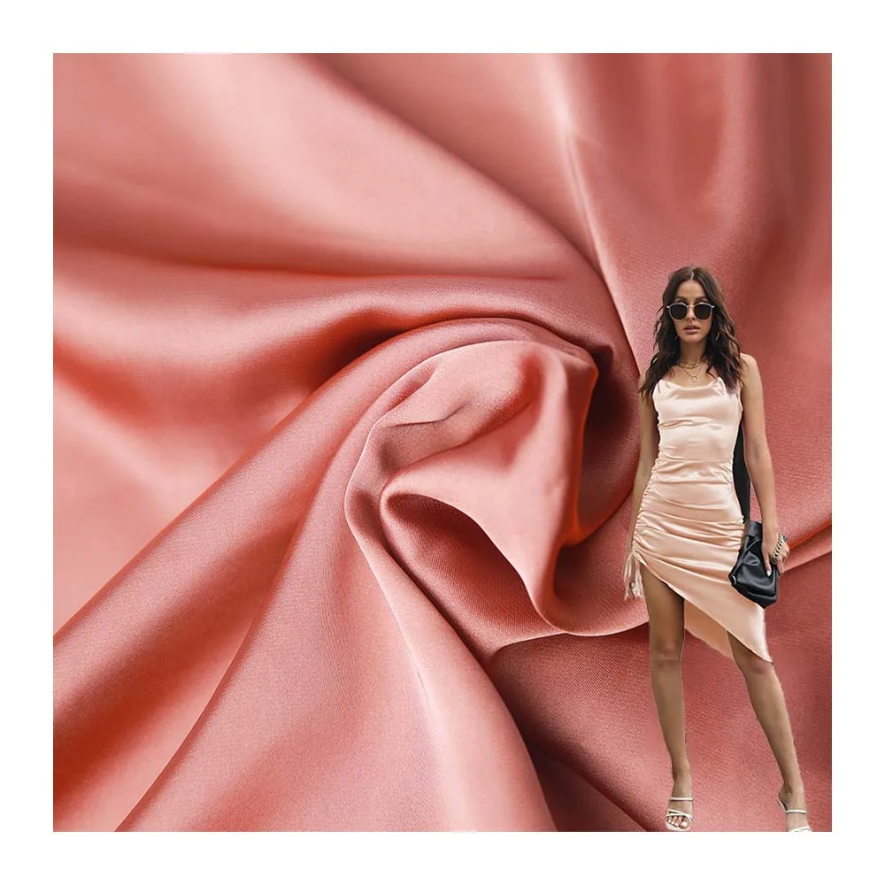 90 Polyester 10 Spandex Stretch Knit Fabric High Quality Silky Soft and Smooth Shiny Dress Fabric