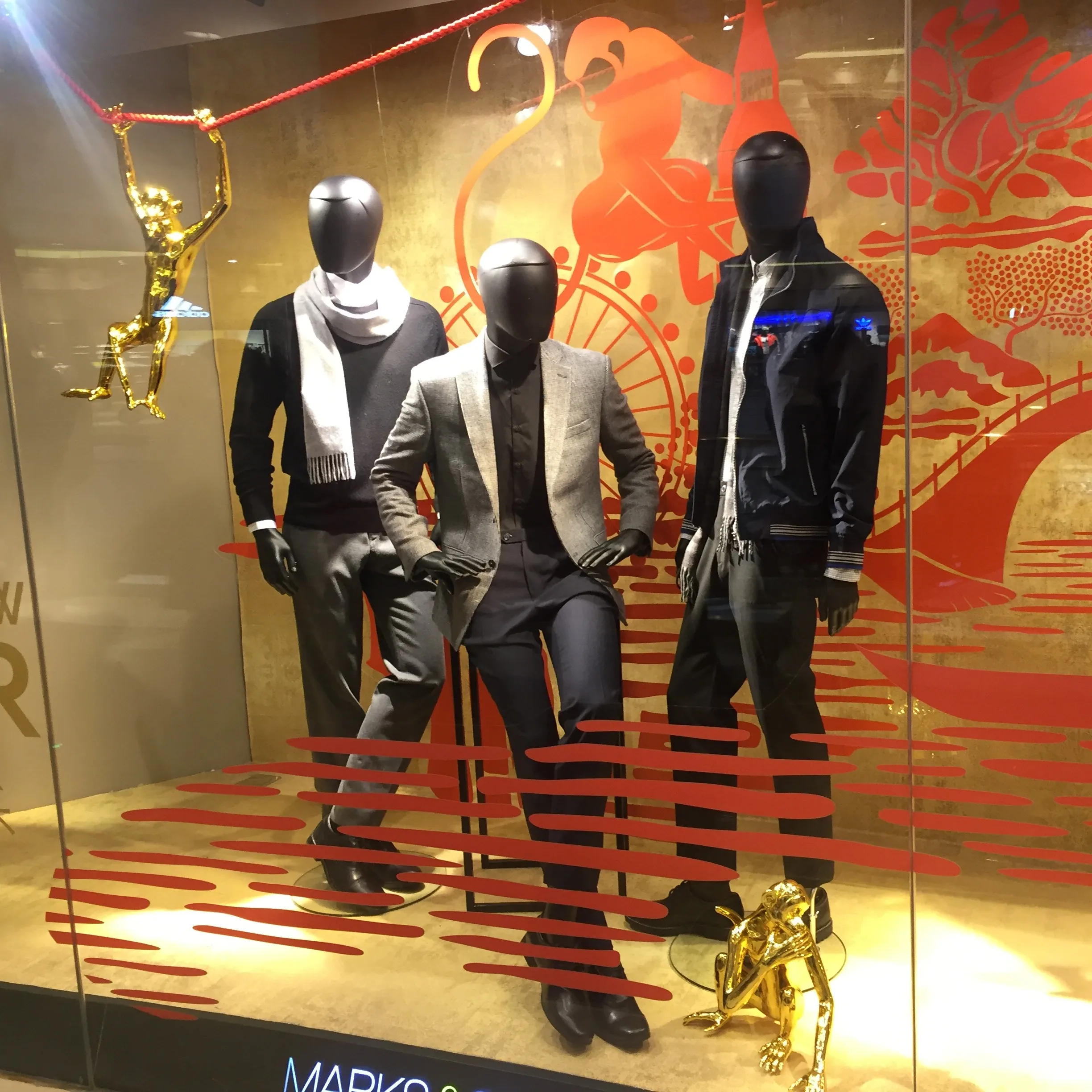 Chinese New Year Retail Window Display Props Zodiac Monkey Theme Window Props Fiberglass Window Display Props