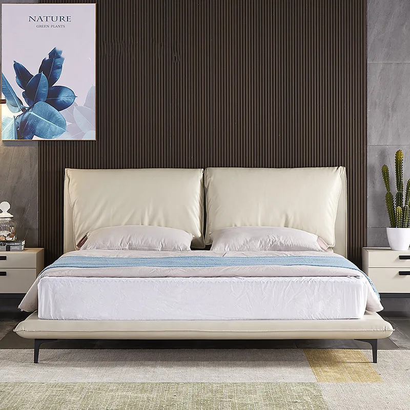 Internet celebrity bedroom furniture Big ears back software hotel double bed