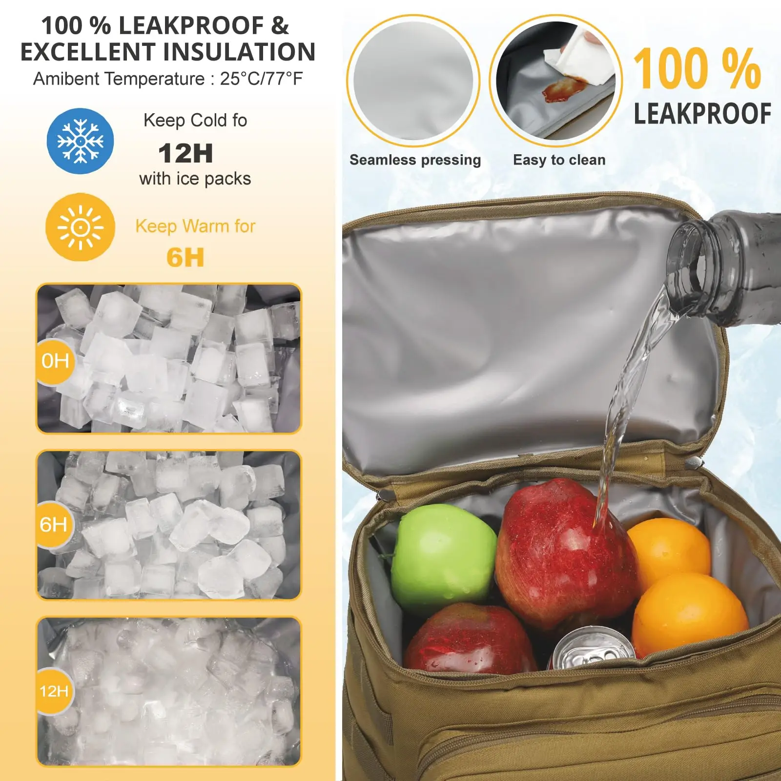 Portable Insulated Bag For Food Waterproof Outdoor Climbing Backpack Tactical Travel Insulated Cooler Backpack