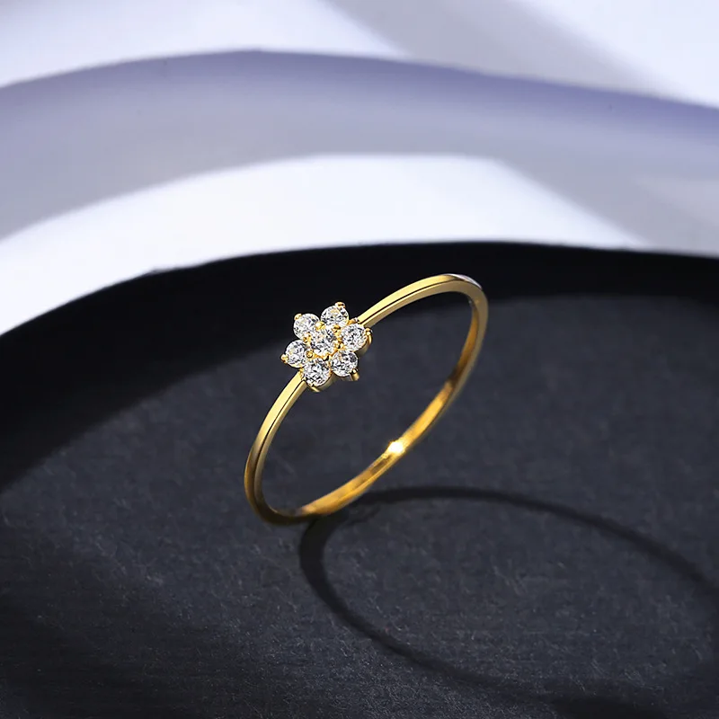 Laodun New Fashion Ins Style Flower Design S925 Jewelry Ring Luxury Gold Plated CZ Stone Sterling Silver Rings Women