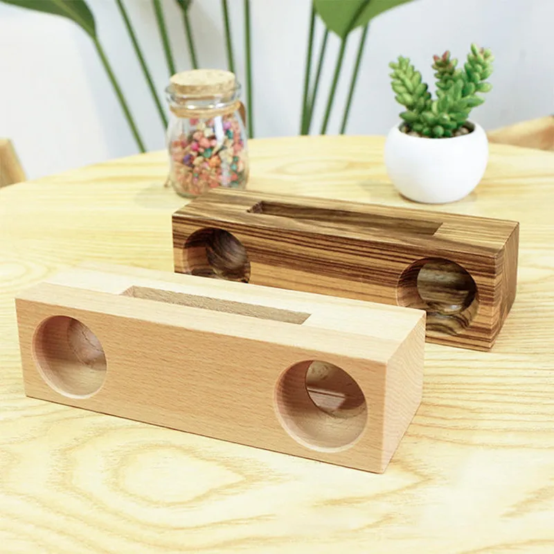 Wholesale Wooden Loudspeaker Phone Holder Bamboo Wood Phone Base Music Loud Natural Sound Speakers