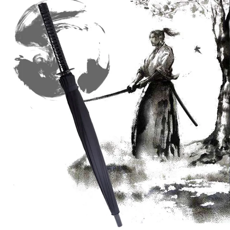 LS08 Automatic Control Japanese Samurai Sword Straight Bone Umbrella