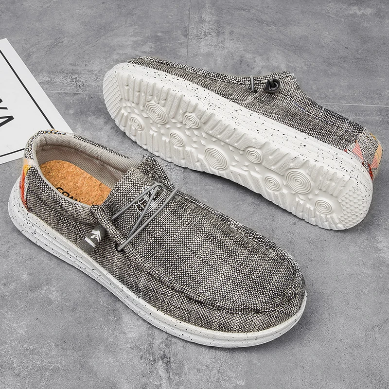 World-win best sells custom canvas shoes comfortable low-cut canvas moccasins loafers for men