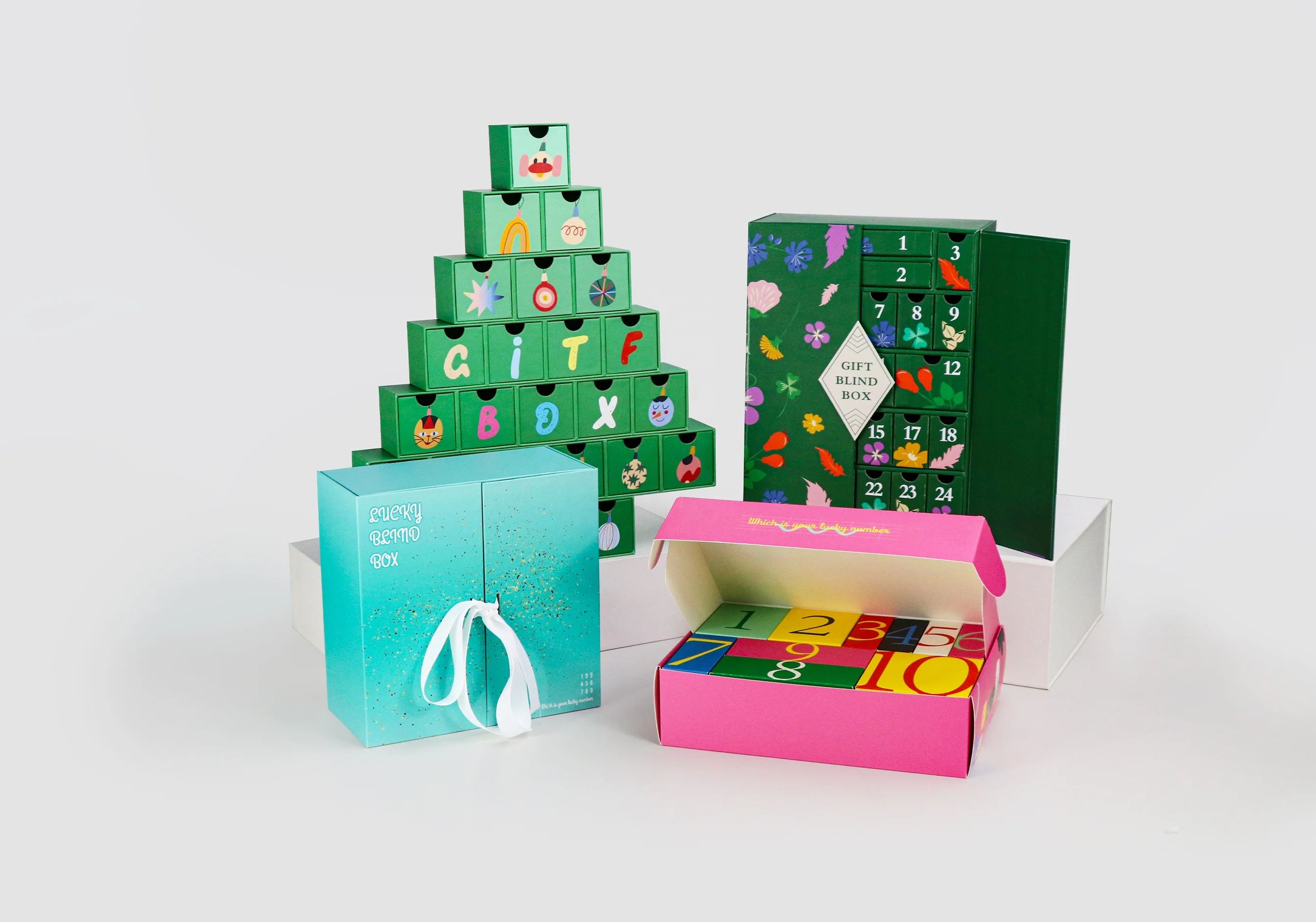 Newest Pink Vacuum Empty Cosmetic Makeup False Eyelashes Tools Empty Advent Calendar Box