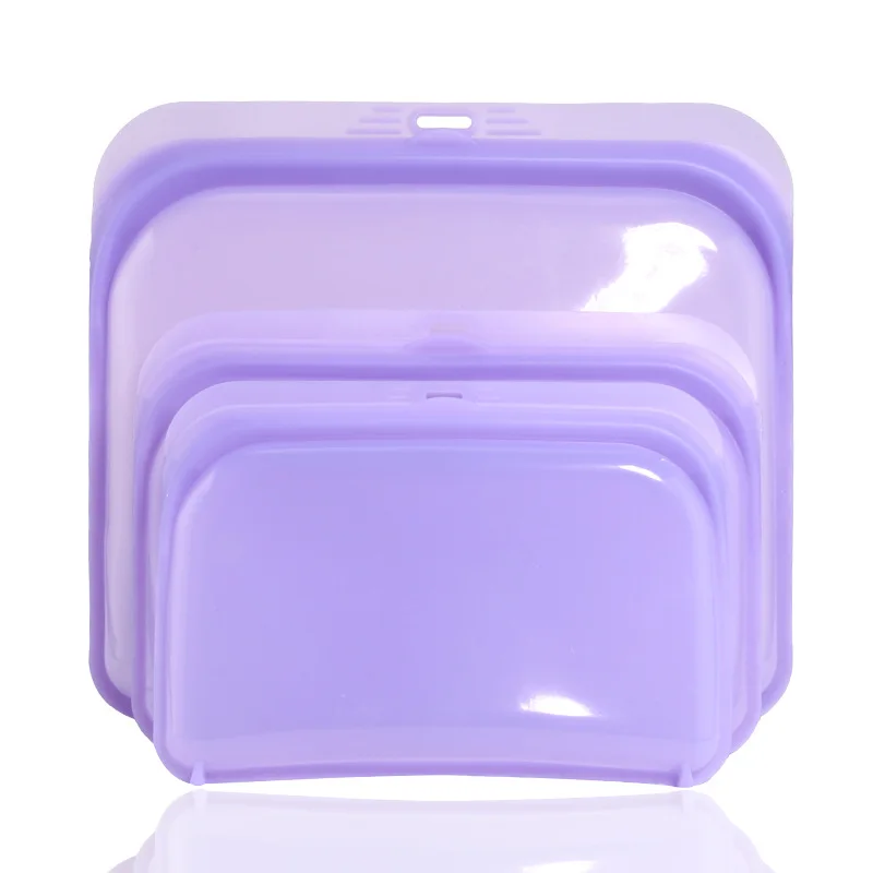 Leak proof silicone food pouch kid snack freezer ziplock bags reusable silicone food storage bag