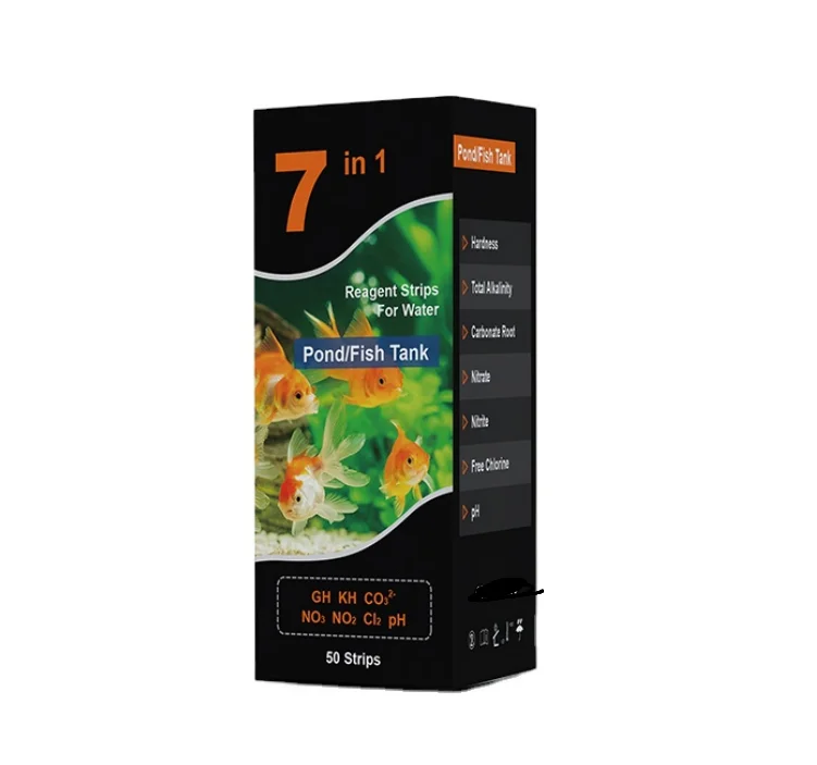 Water Test Strips 7 in 1 Fish Tank Test Kit Freshwater Saltwater Aquarium Water Test Kit to Detect pH Nitrite Nitrate
