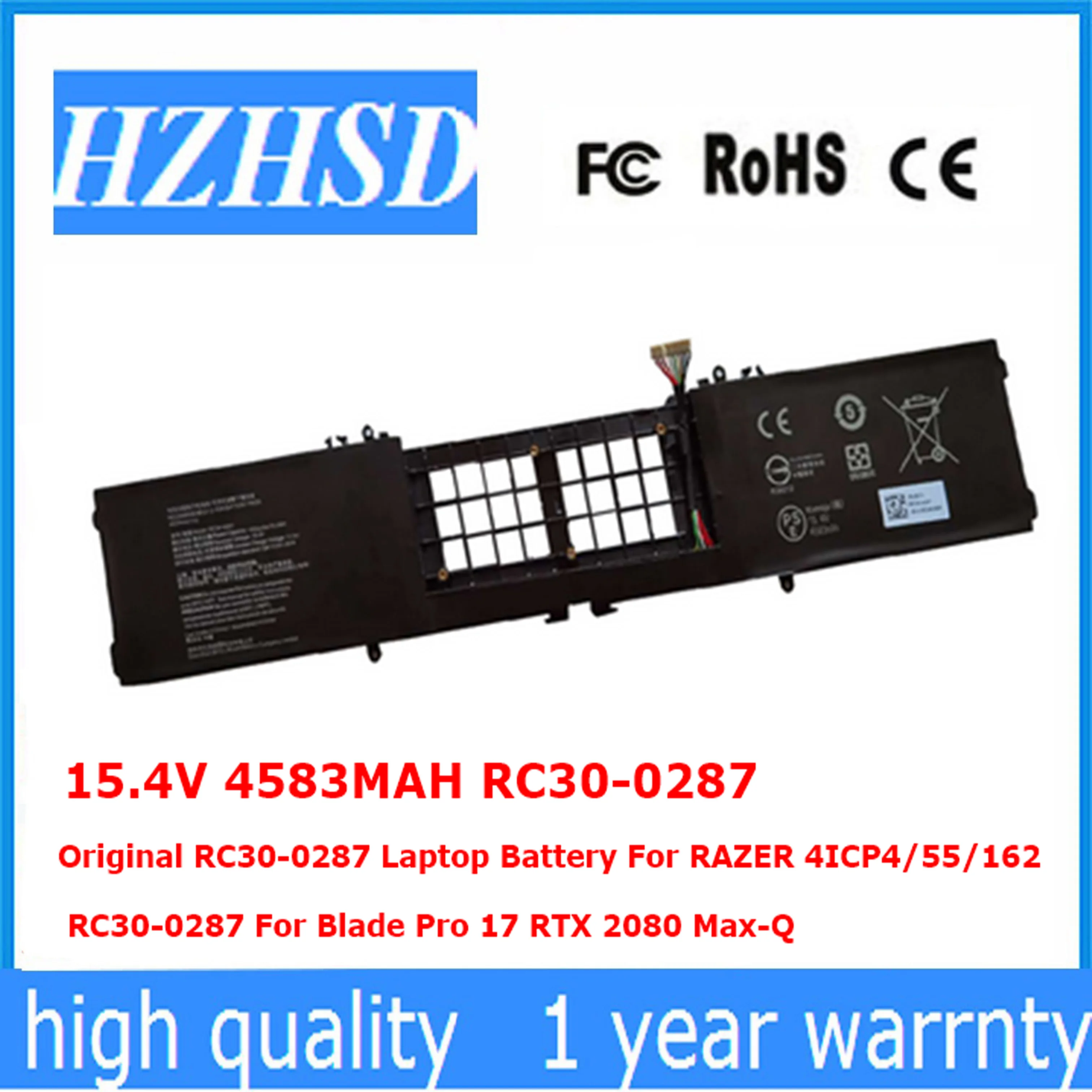 
15.4V 4583MAH RC30-0287 Laptop Battery For RAZER 4ICP4/55/162 RC30-0287 For Blade Pro 17 RTX 2080 Max-Q 