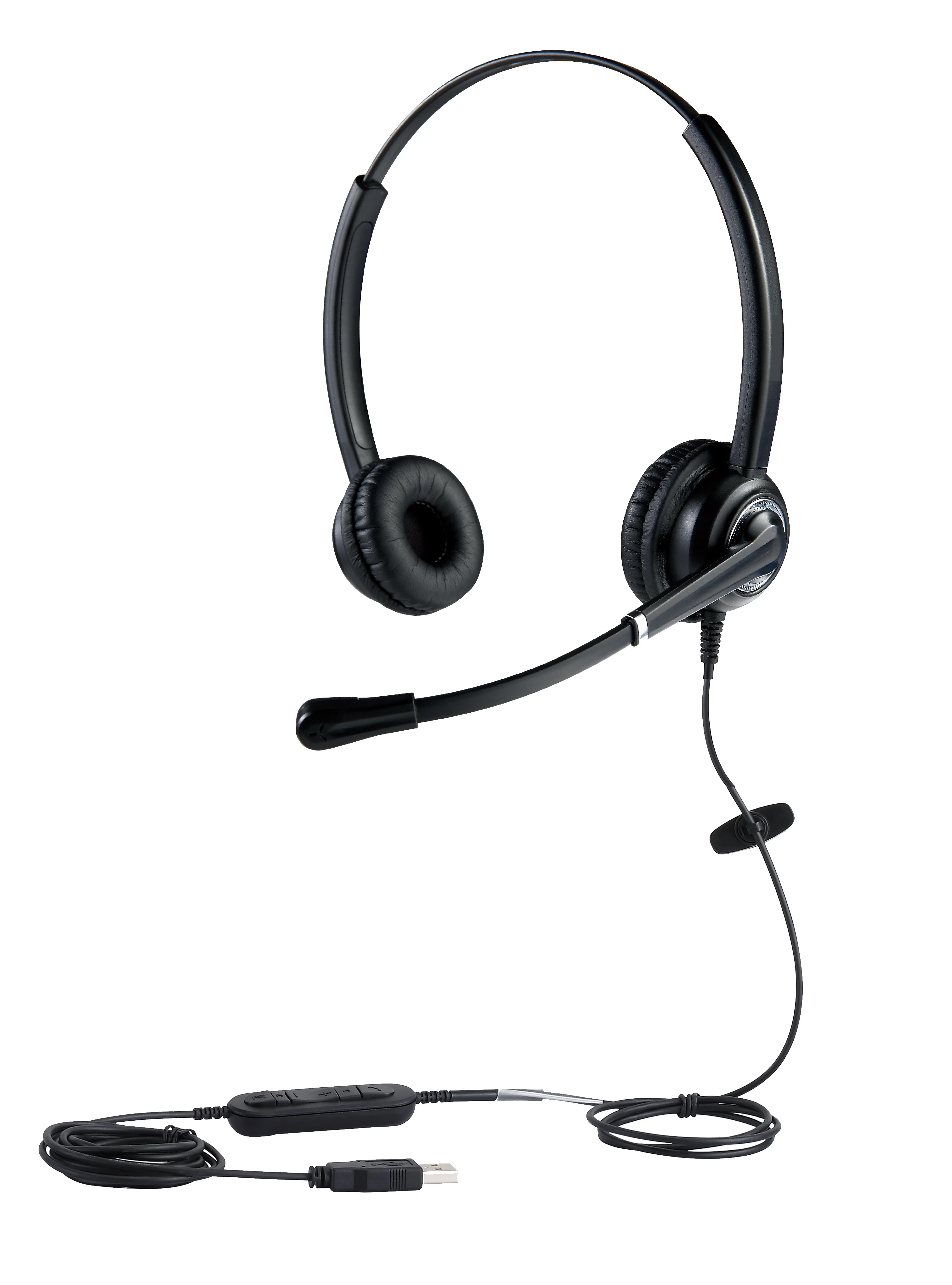Noise cancelling call center USB headset with in line volume and mute control
