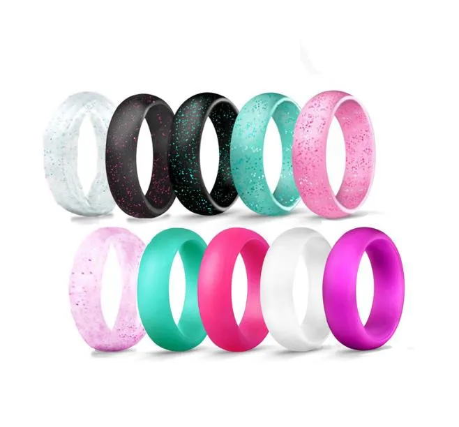 10pack hot selling silicone jewelry ring  women wedding ring sets