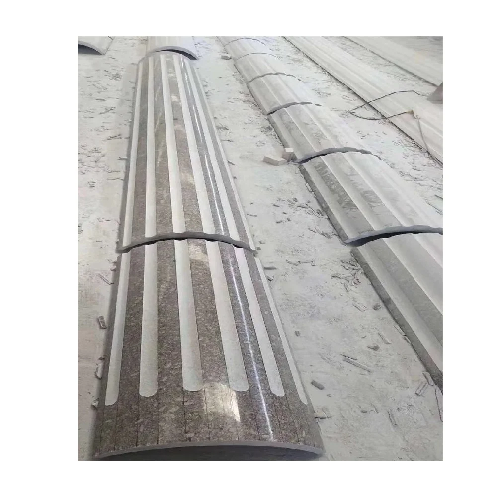 Natural granite pillar cladding with grooves cut