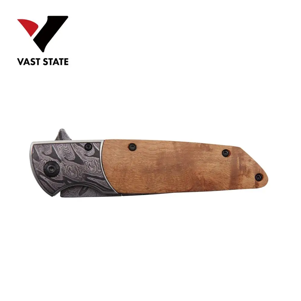 
The Best Wood Folding Knife With Stainless Steel Red Wood Handle Pocket Knife 