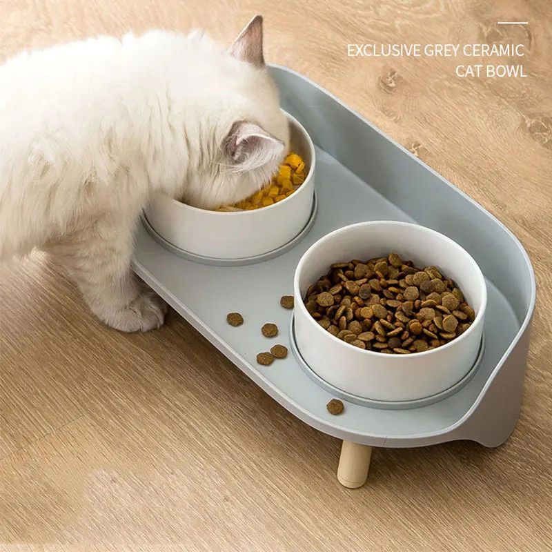 
luxury double eco friendly porcelain cat pet dog bowl slow elevated dog pet feeder 