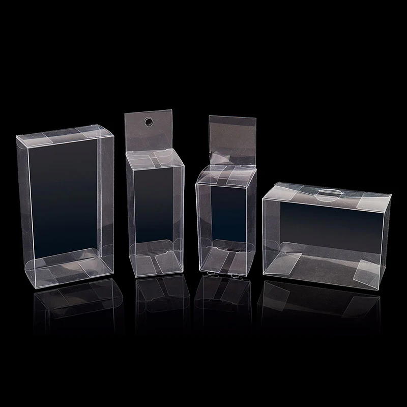 Eco-friendly Clear Folding Plastic PET Clear Storage Gift Box Acetate Cube PVC Box Packaging With or Without Hanger