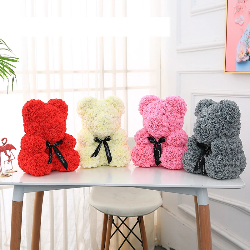2019 Hot Selling handmade 25cm 40cm 70cm Valentine christmas rose Teddy Bear