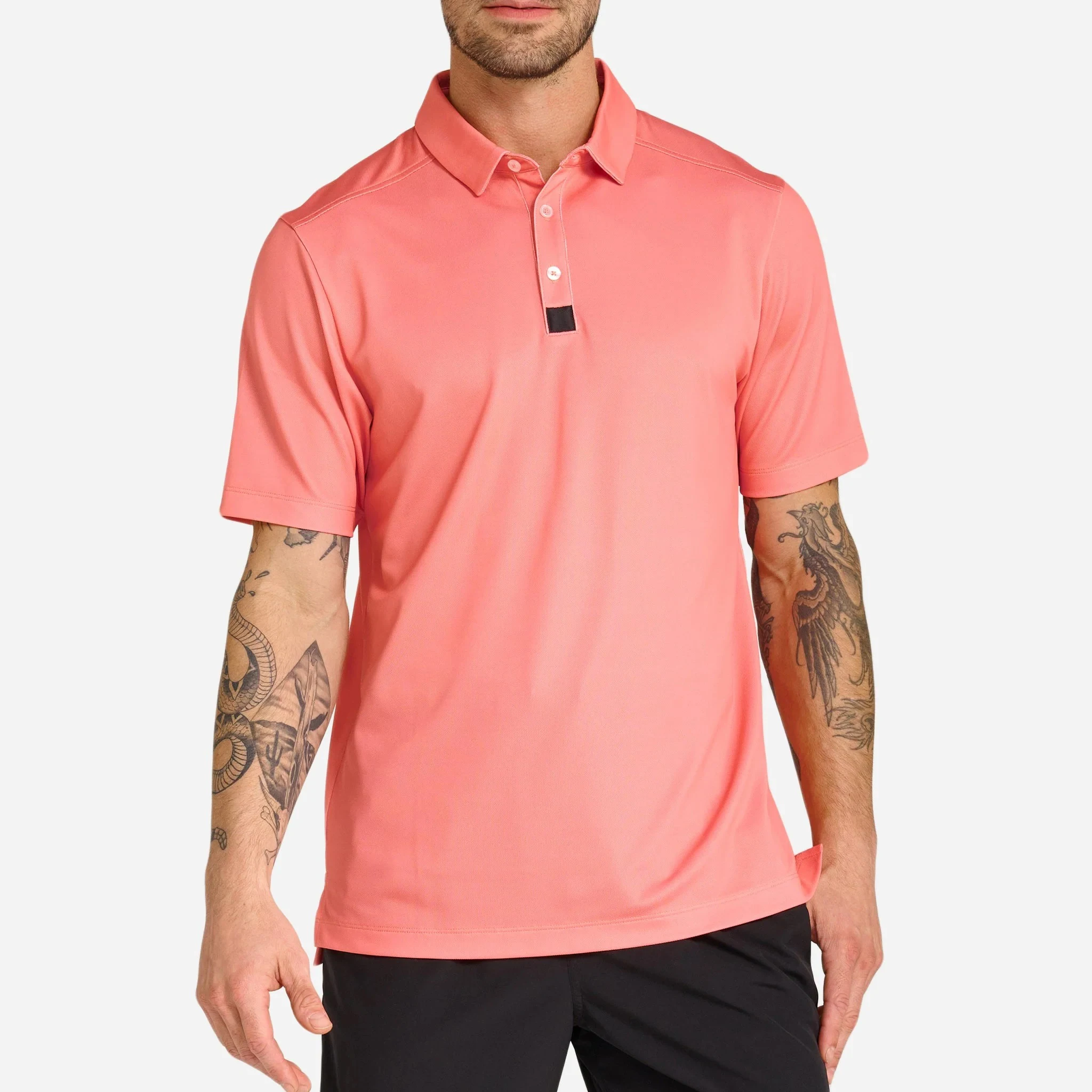 4 Way Stretch Poly Spandex Wholesale Solid Colour Summer Japan Quick Dry Colored Long Sleeve Collarless Golf Polo