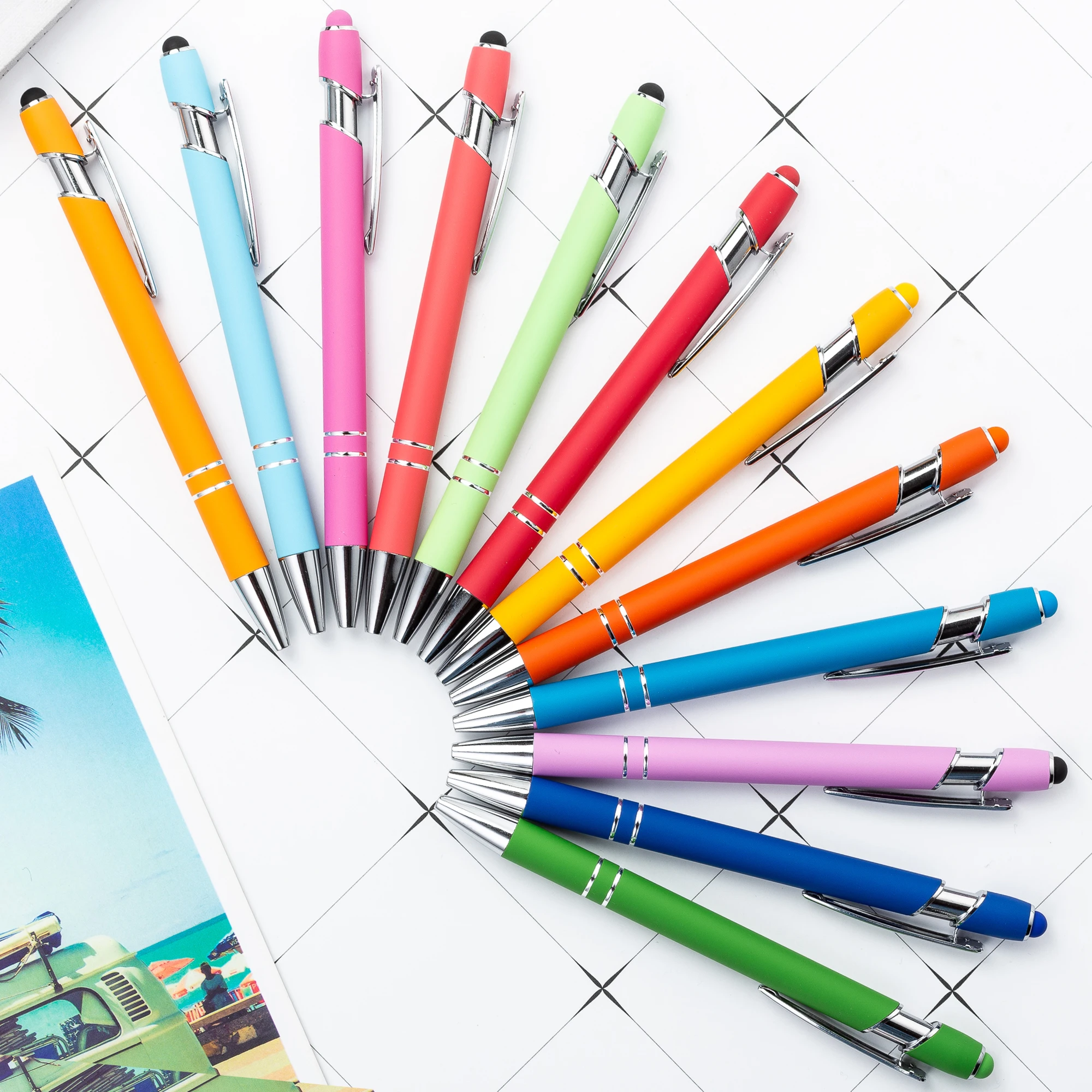 Wholesale Promotional New Multifunction Ball Stylus Soft Touch Screen Pen 2 In 1 With Custom Logo Metal Ballpoint Pens