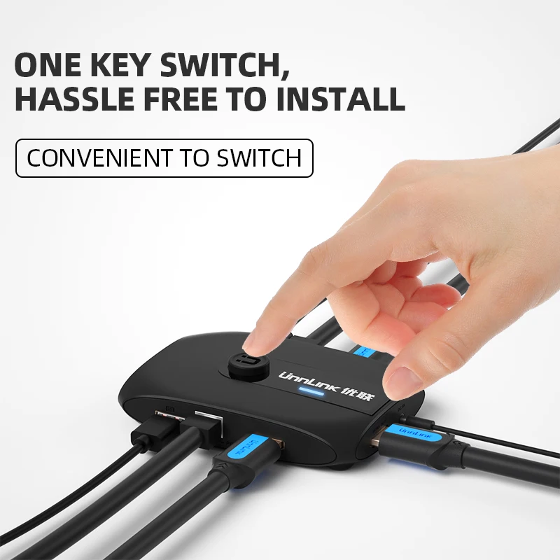 Квм-переключатель Unnlink 4k @ 30 Гц 4:4:4 HDMI 2 порта совместное использование USB 0 с удлинителем для рабочего стола