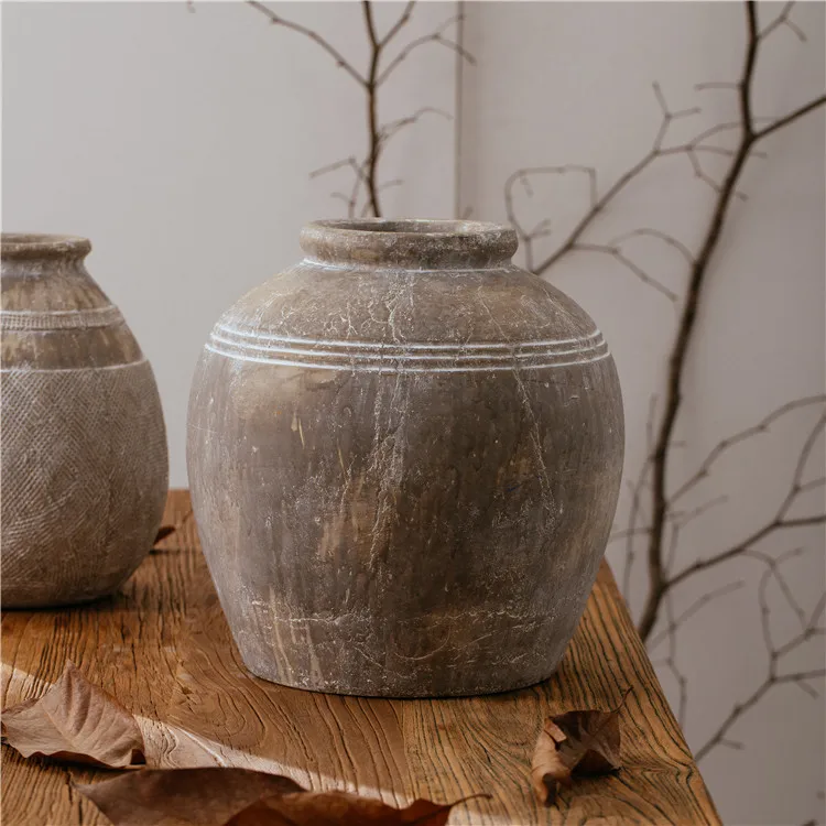 Пасторальное украшение ручной работы круглая Терракотовая банка с узким горлышком коричневая Ваза оптовая продажа ваза для цветов дома