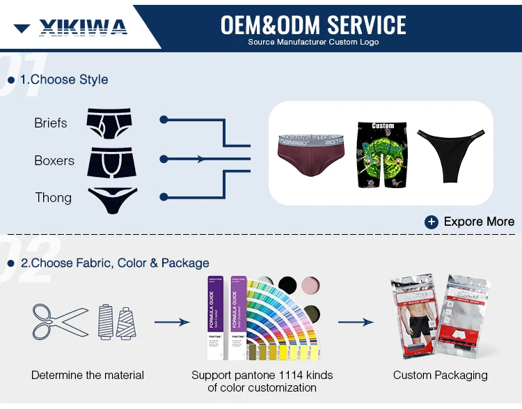 High Quality OEM Black Private Label Custom Print Ropa Interior Mujer Trunk Cotton 100% Bamboo Boxer Brief Short Underwear Men