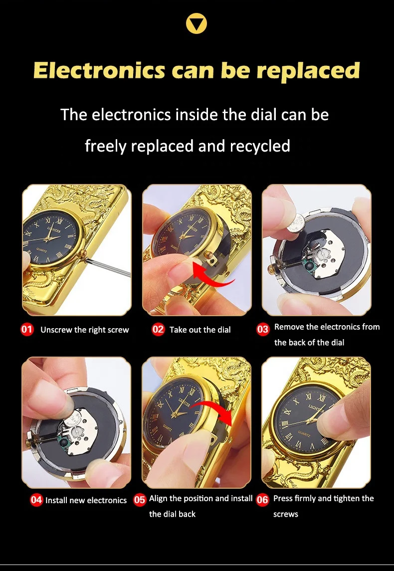 Высококачественные, дешевые, персонализированные, золотые светящиеся часы Eagle Regal, металлические часы, Бутановая горелка, зажигалка, сигарета, оптовая продажа