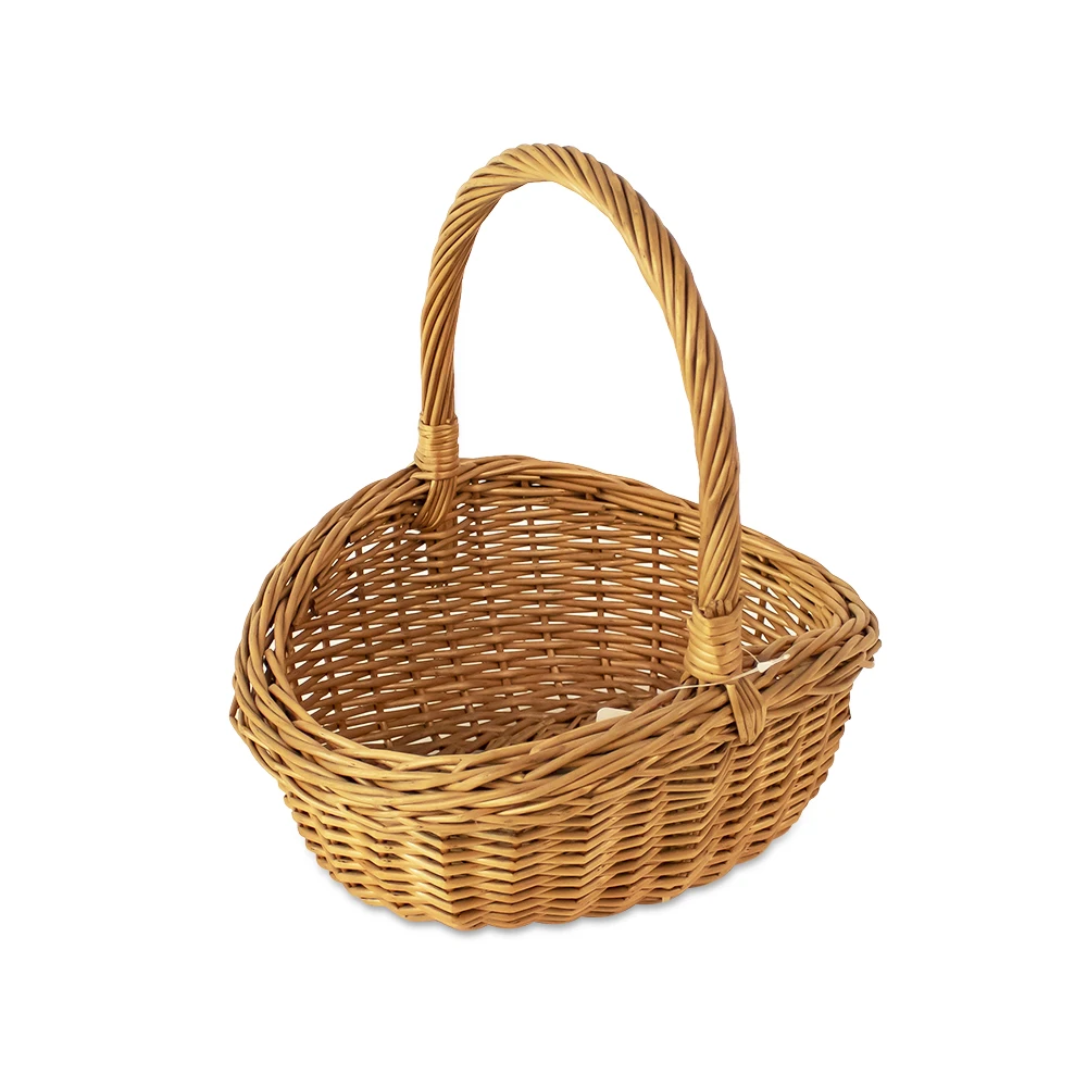 Hot selling handmade willow woven picnic picking and storage basket set, fashionable empty gift basket