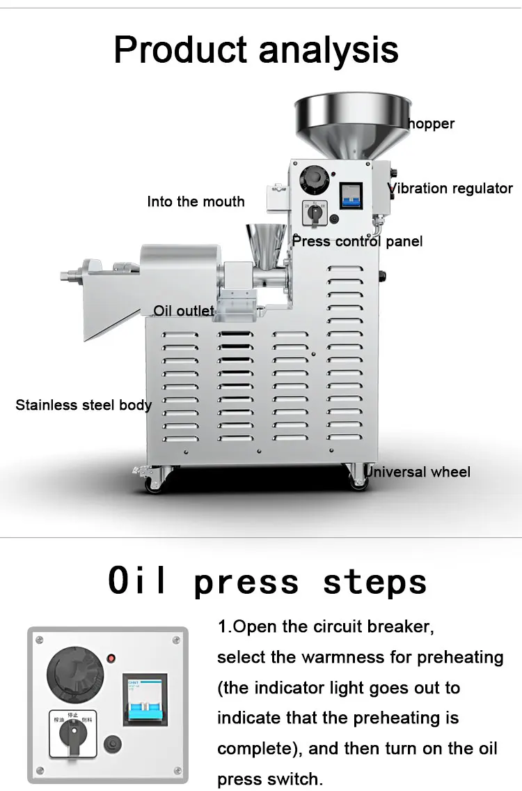High grade stainless steel cold pressing mustard seed diesel oil press/corn germ oil machine