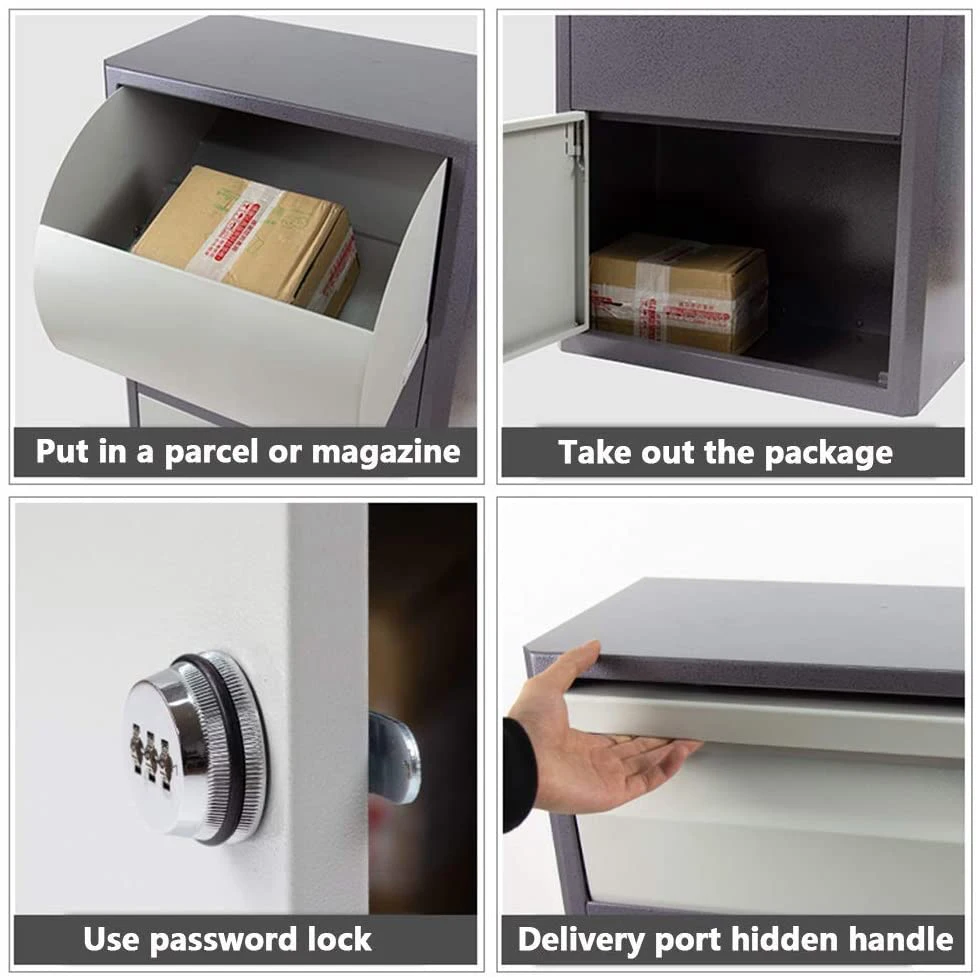 Galvanized steel box parcel delivery box drop box with handle parcel safe