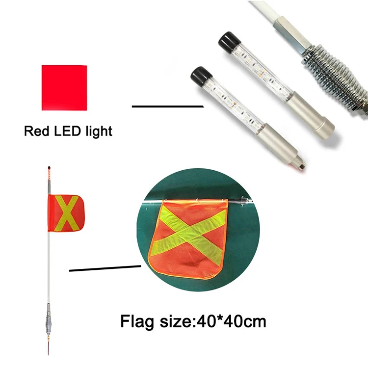 Flexibility Collapses To 44Cm Tele Construction Flag Whip Pole Led 8 Inch Light On The Top Led Flag Pole Whip