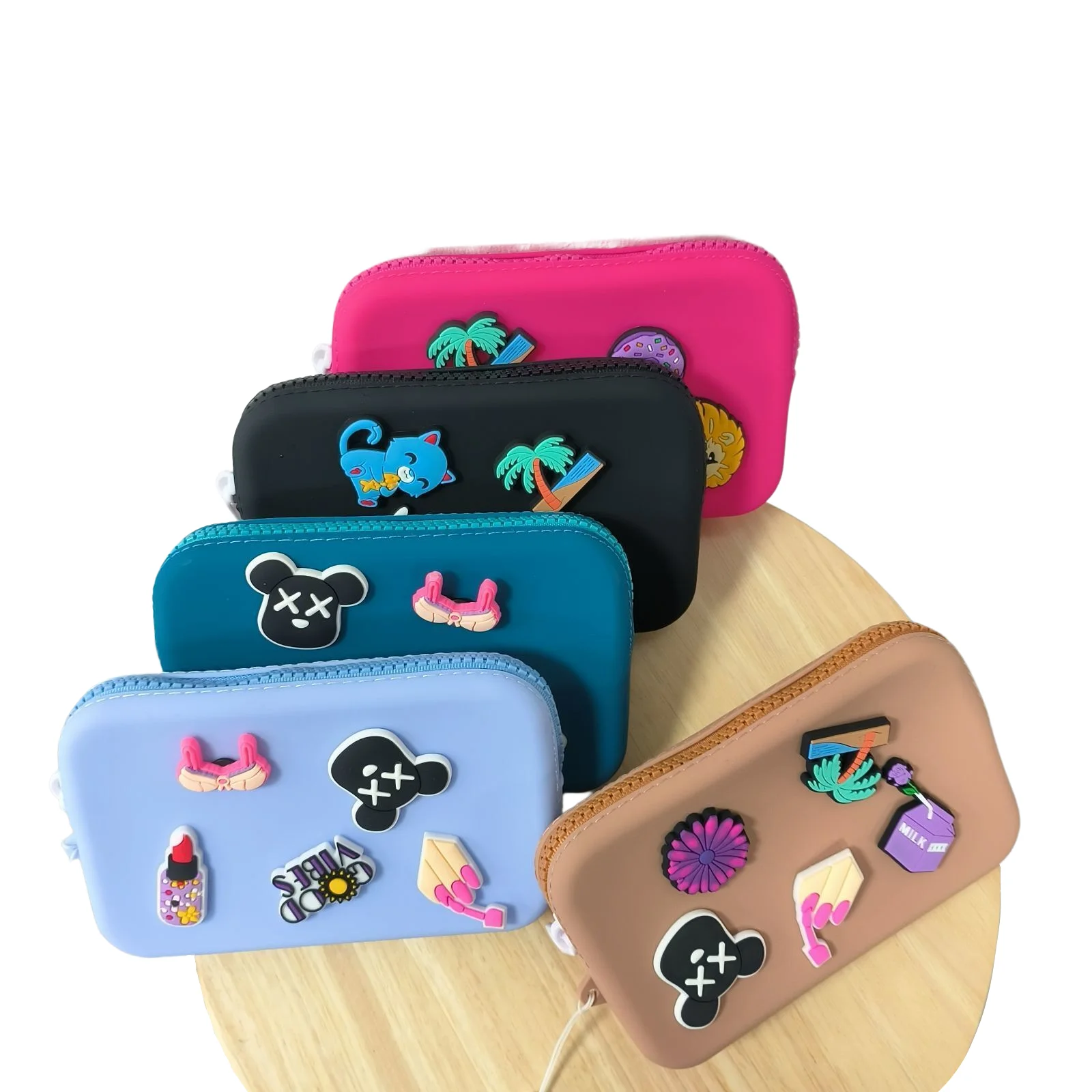 New ladies bags trend charms silicone coin purse factory wholesale silicone bag