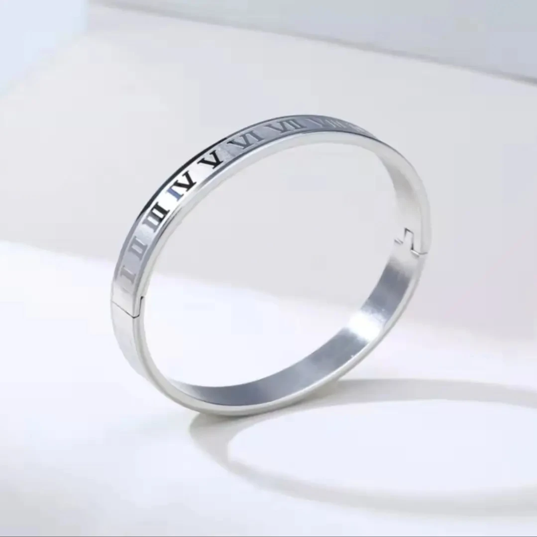 Hip Hop Roman Numerals Couple Bracelets 316 L Stainless Steel Numeral Bangle Bracelets Wristband Man Women
