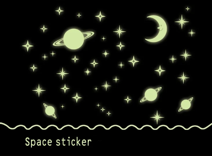 Y0036 Луна Звезда планета Дети ночь стена домашний декор светится в темноте мультфильм наклейка космос