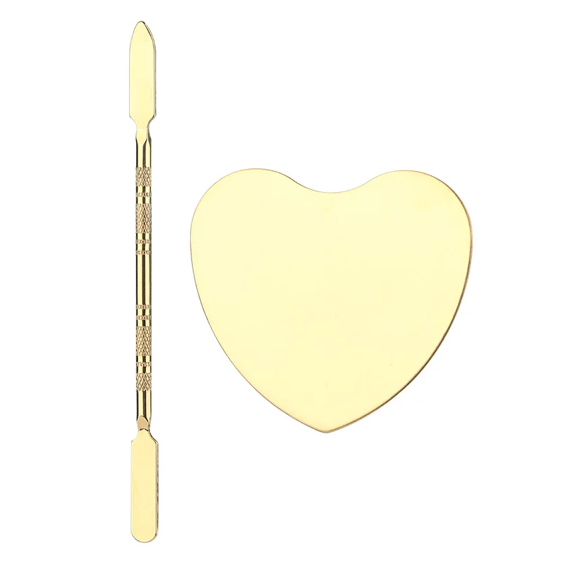 Stainless Steel Nail Art Mixing Palette Ring with Spatula Tool for Manicure Mimi Cosmetic Mixing Palette with Spatula for makeup