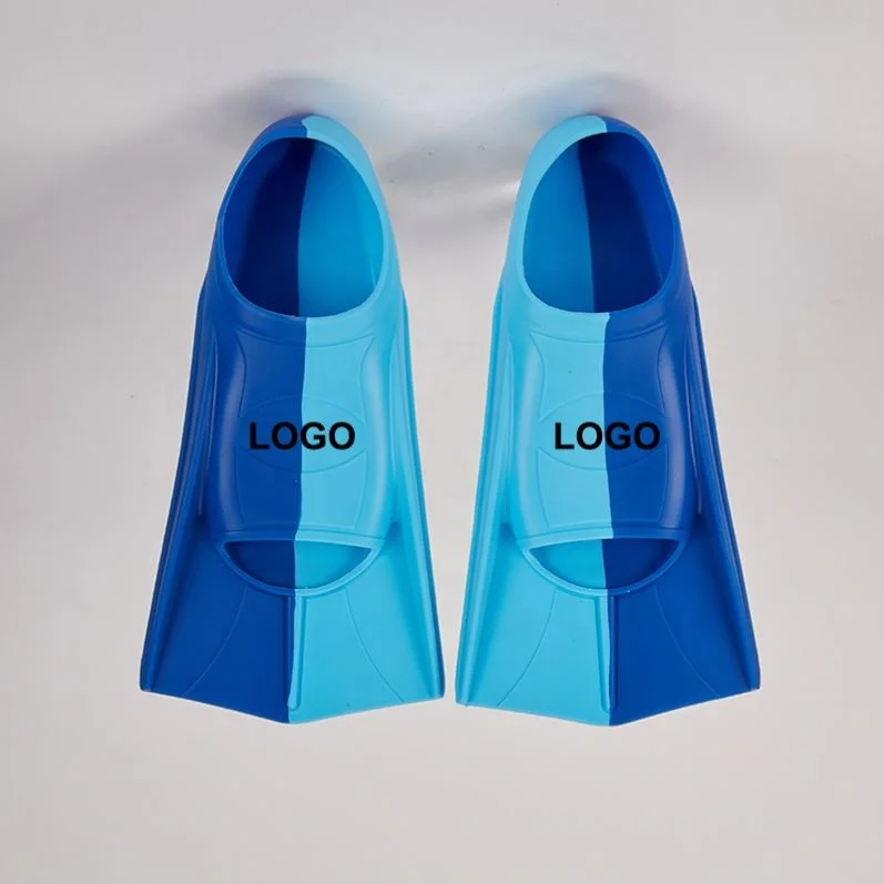 Hot sell custom logo color soft silicon full foot diving fin wide size adult kids short blade swim fins for snorkeling diving