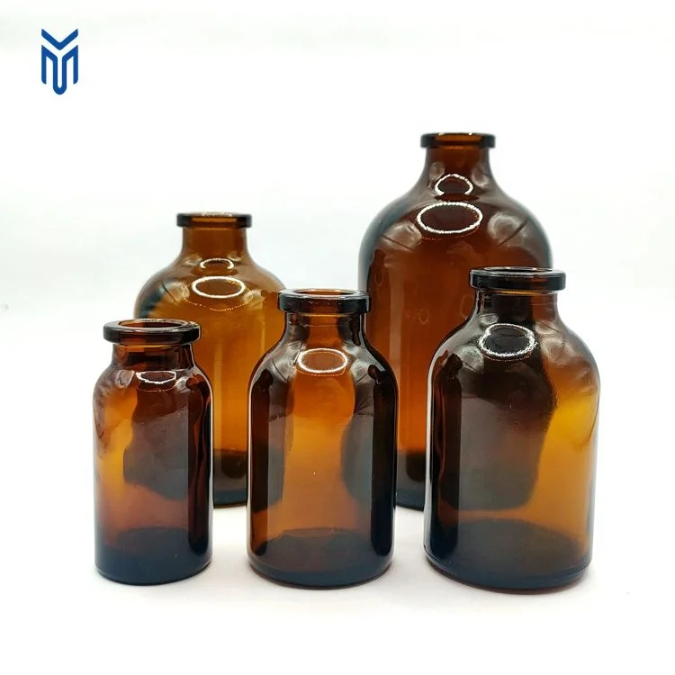Wholesale 10ml 20ml 30ml amber medical injection glass vial Veterinary medicine glass bottle