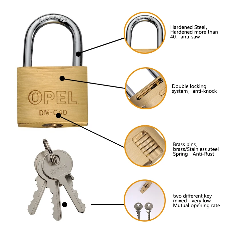 Fine Workmanship Waterproof Armoured Rectangle Long Shackle Brass Padlock with low price