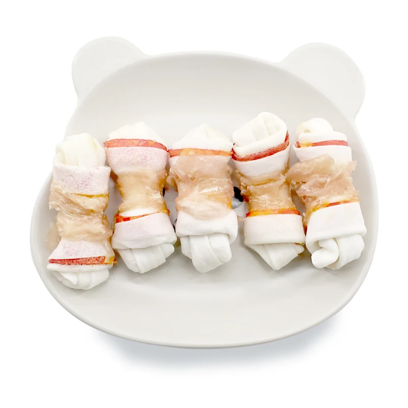 Natrual Flavor Chicken Meat Wrapped Rawhide Bones Teeth Clean Breath Fresh Dog Chews Healthy Dog Treats Wholesale Pet Snacks 5g